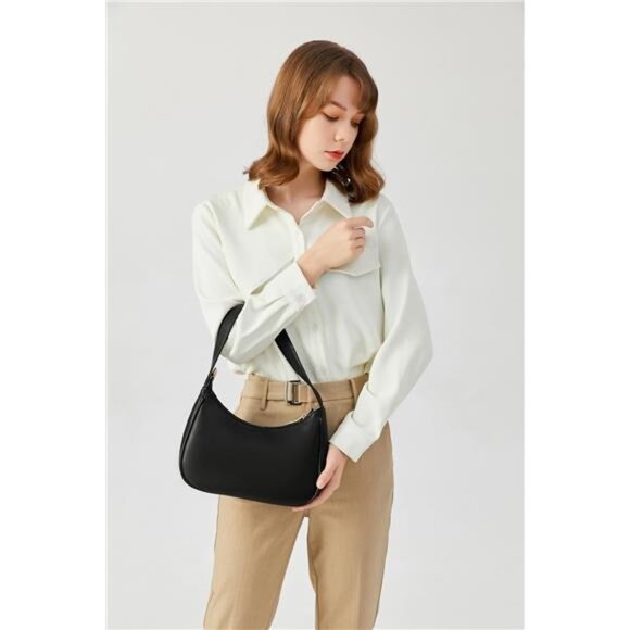 Cute Hobo Shoulder Bags for Women - Mini Tote Handbag with Zipper Closure - Picture 6 of 7